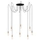 preview thumbnail 1 of 2, Early Electric 8-Light Pendant - black / antique brass