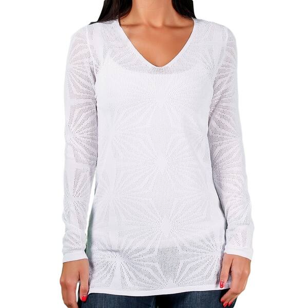 Shop Ally Nyc Women S Floral Pointelle Sweater On Sale