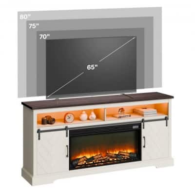 80" TV Console with Built-in Electric Fireplace and Remote Control LED Ambiance Storage Cabinets - 36.22” x 5.12” x 17.52”