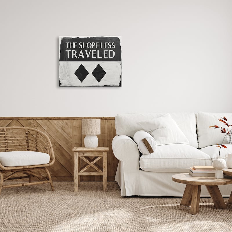 Stupell The Slope Less Traveled Phrase Double Black Diamond Canvas Wall Art Design By Kyra Brown