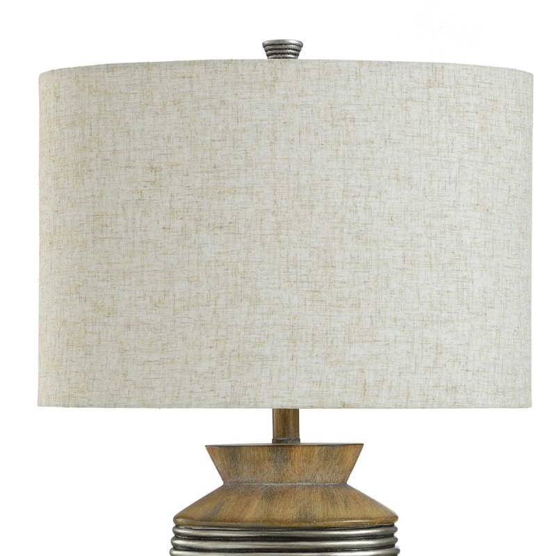 Haver Hill Table Lamp - Brushed Brown and Gold Polyresin Body - Oatmeal Shade