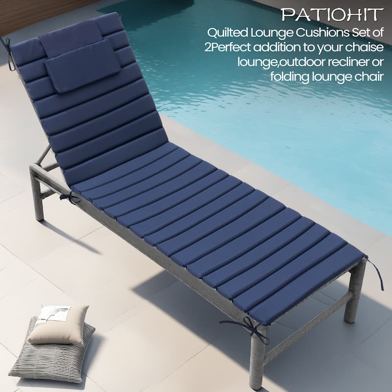 Pellebant Outdoor Chaise Lounge Cushions Patio Lounger Pad with Straps