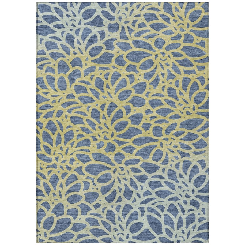Machine Washable Indoor/ Outdoor Floral Craze Chantille Rug