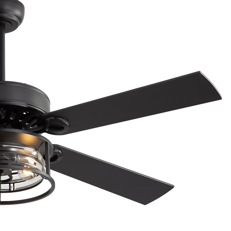 52-inch Reversible Wood 5-Blade Caged Ceiling Fan with Light and Remote