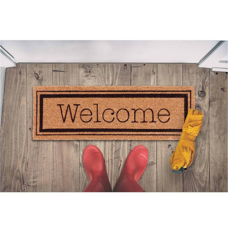 Welcome 30x10 Long Sheltered Front Door Mat Coco Natural
