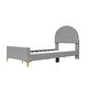 preview thumbnail 14 of 52, Twin/Full Size Velvet Bed Frame with Classic Semi-circle Shaped Headboard, Upholstered Platform Bed w/ Metal Legs for Kids Teens