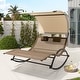 preview thumbnail 15 of 37, Outdoor Double Chaise Lounge Chair Rocking Lounger with Sunshade Canopy - 54.5"W*67.3"D*65.7"H
