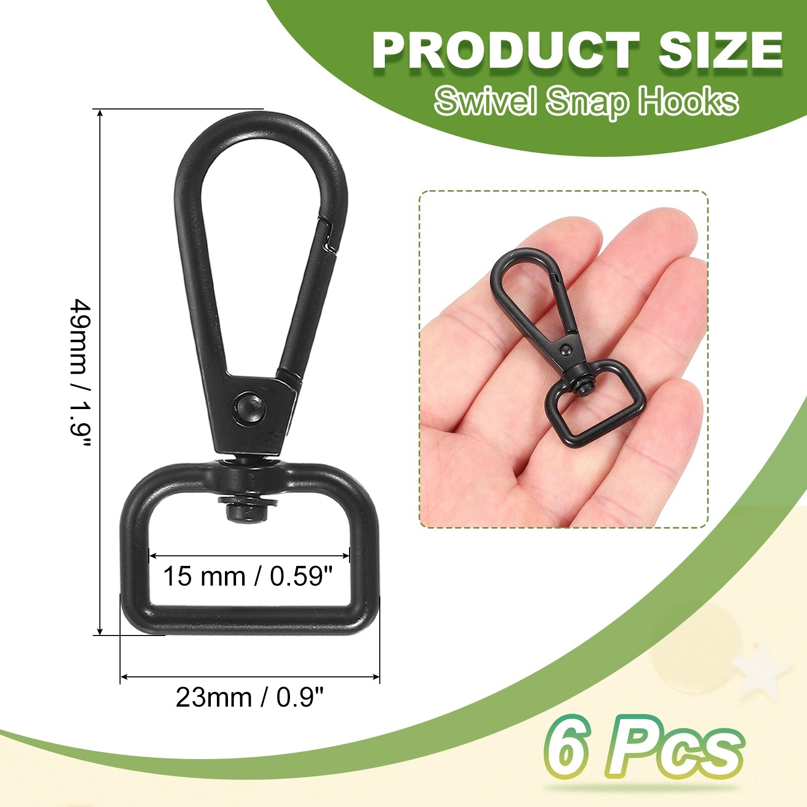 Swivel Snap Hooks, Metal D Ring KeyChain Lanyard Clip Hook Lobster Clasp Claw Push Gate Clip