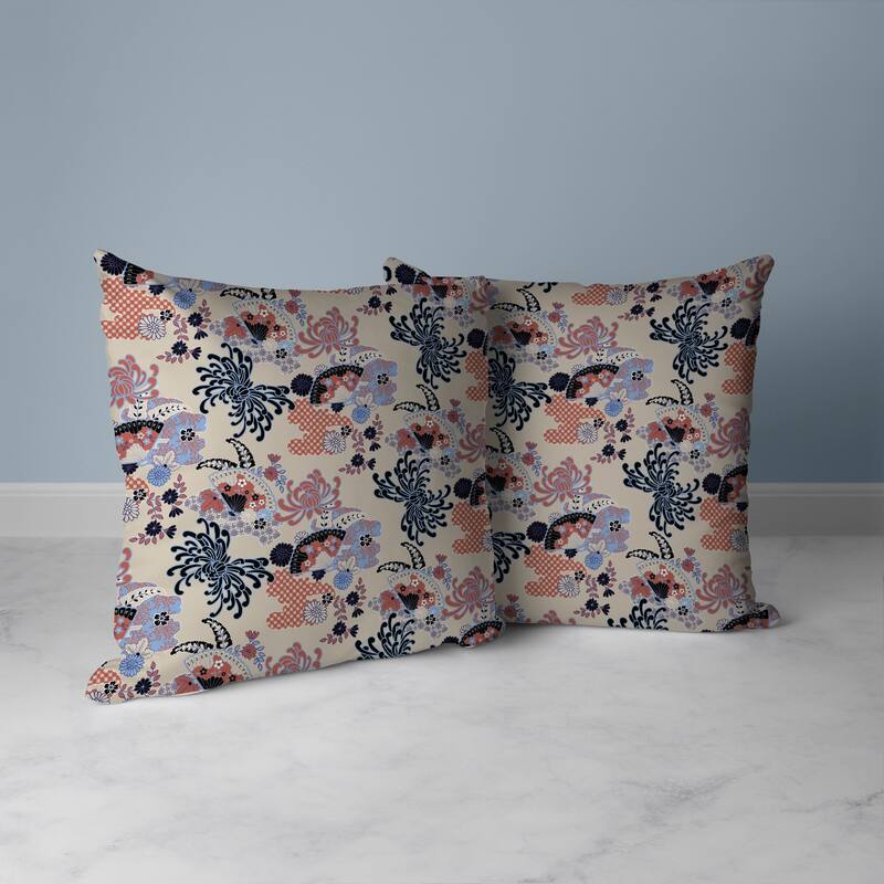 Checkered Waves Faux Suede Reversible Throw Pillow Orange and Blue