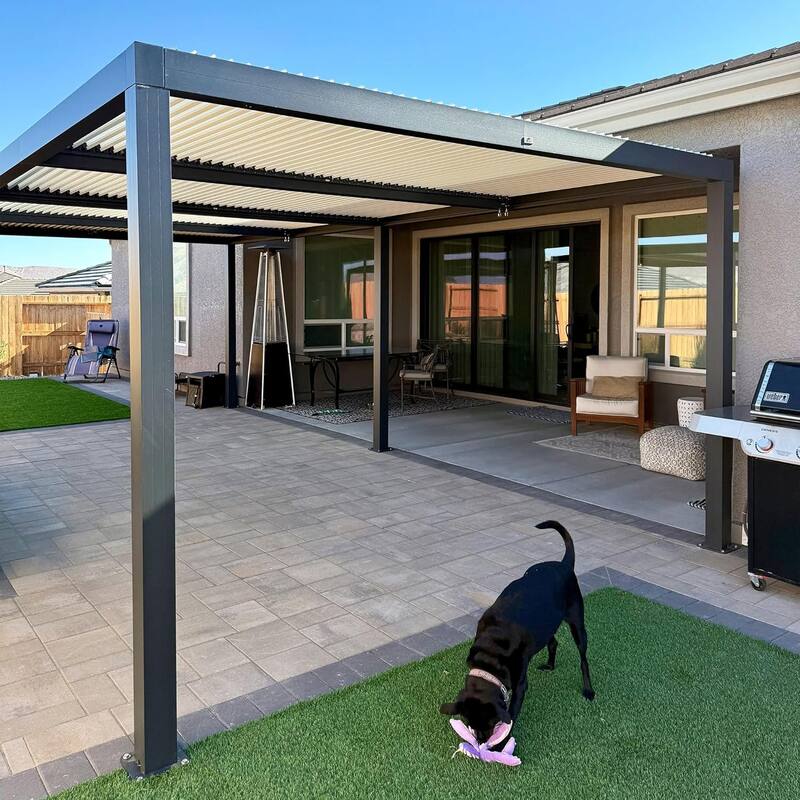 PURPLE LEAF Louvered Pergola Outdoor Aluminum Pergola with Adjustable Roof for Patio Hardtop Gazebo