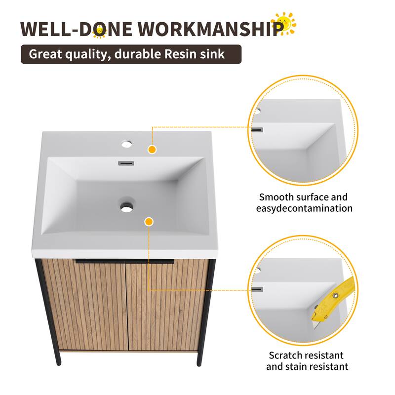 Beingnext 24"/30"/36"/48"/60" Bathroom Vanity with Sink, Freestanding Bathroom Vanity with Soft Close Door and Shelf
