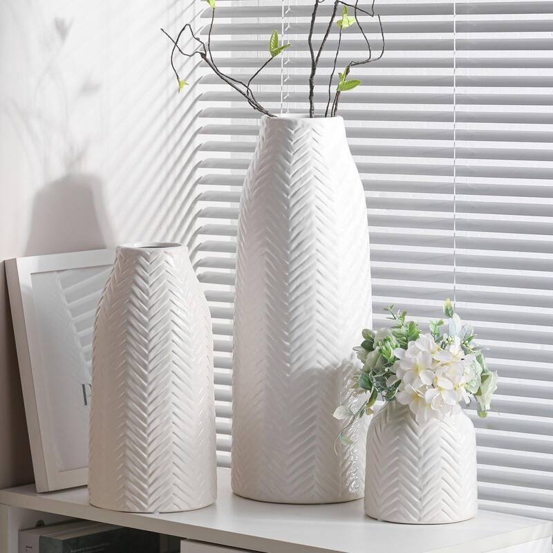 Large White Vase- Ceramic Vase for Home Decor Flower Vase for Centerpieces, Tall Vases for Living Room