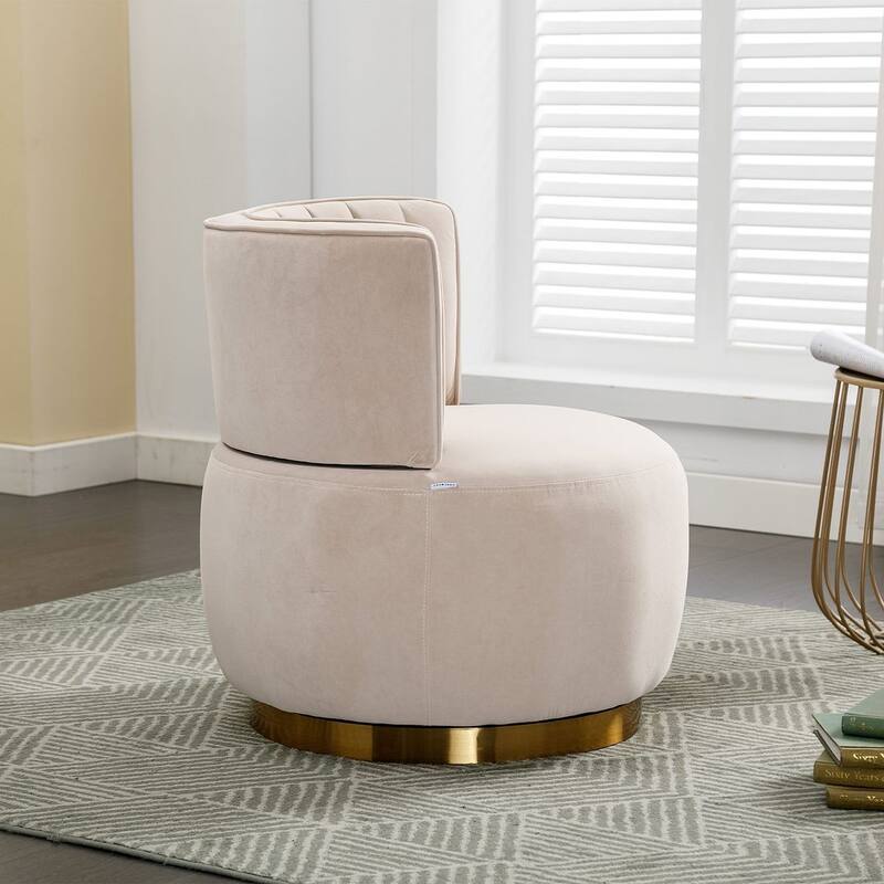 Modern Velvet 360 Degree Swivel Round Armrest Upholstered Accent Chair