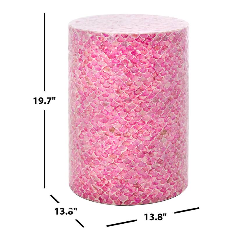 SAFAVIEH Rilla Dark Pink Round Accent Table - 13.8" W x 13.8" L x 19.7" H - 14Wx14Dx20H