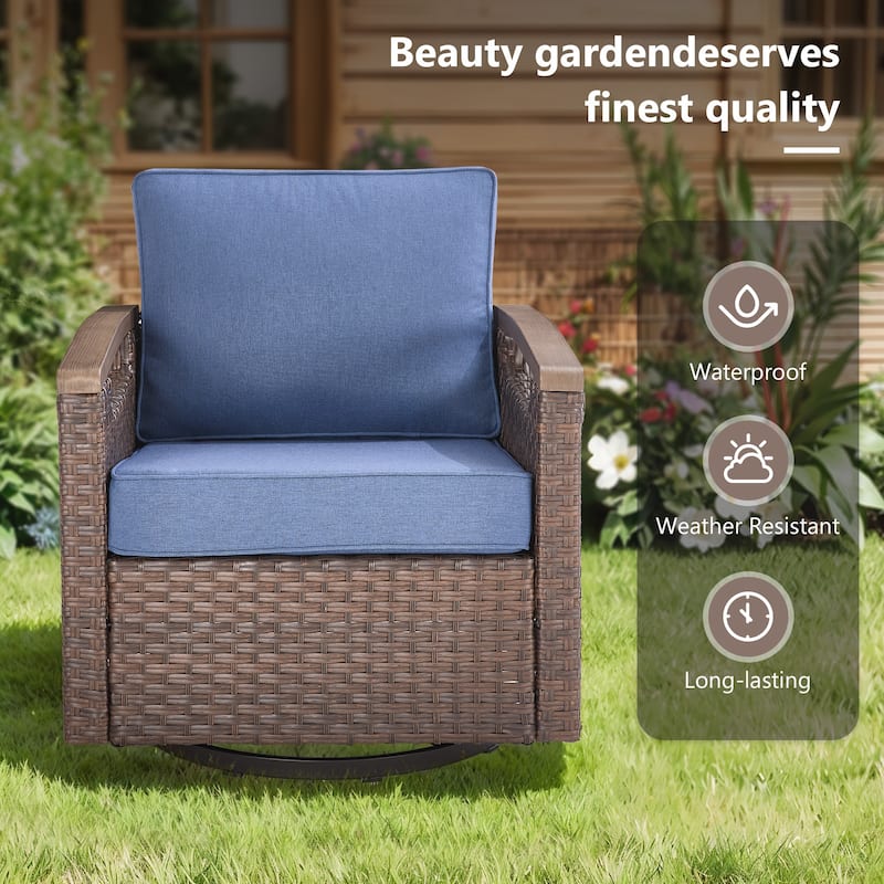 Gymojoy Patio Swivel Rocker Patio Chairs of 2 with Water-Resistant Olefin Cushions and Side Table