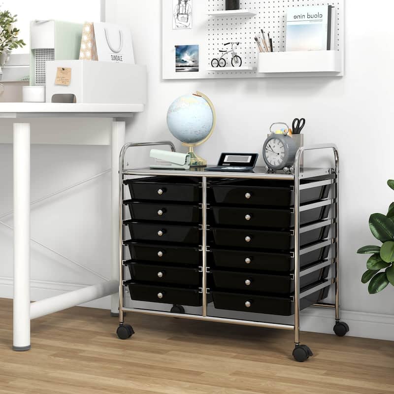 Costway 12 Drawers Rolling Cart Storage Scrapbook Paper Studio - See Details