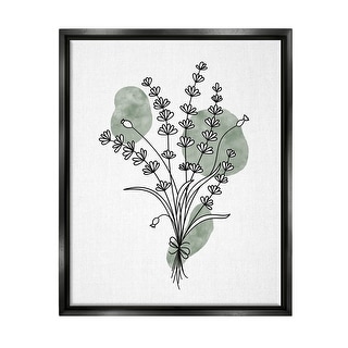 Stupell Wildflower Outline Sprigs Framed Floater Canvas Wall Art ...