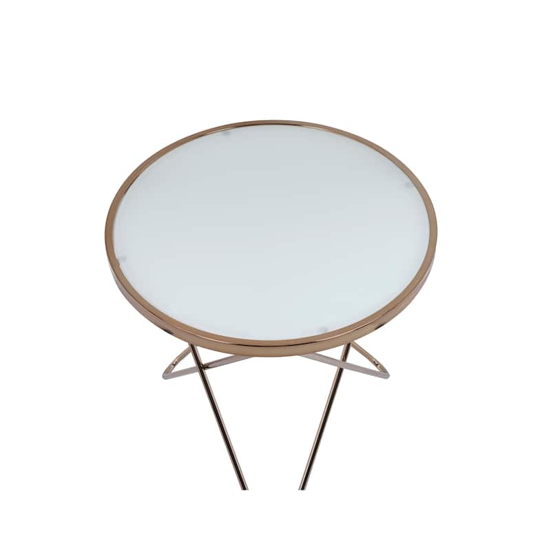 Valora Frosted Glass Top & Champagne Finish End Table