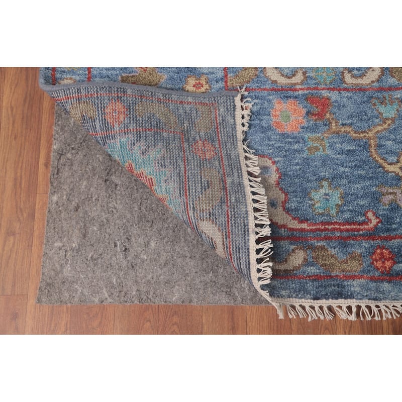 Geometric Blue Oushak Oriental Area Rug Handmade Wool Carpet - 8'9" x 11'10"