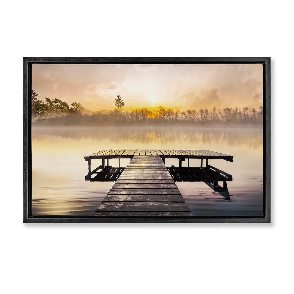 Stupell Summer Sunrise Dock Framed Floater Canvas Wall Art Design By Mike Calascibetta