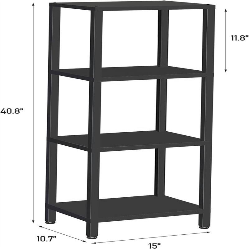 Bookshelf 4 Tier Tall Book Shelf - 10.7"D x 15"W x 40.8"H