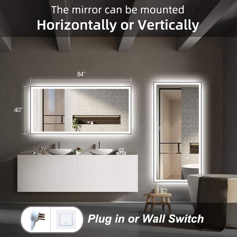 Extra Large Black Frame LED Bathroom Vanity Mirror with 3 Years Warranty