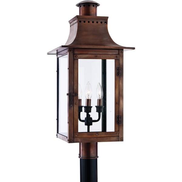 slide 2 of 4, Chalmers 3-Light Outdoor Post Lantern in Aged Copper Aged Copper