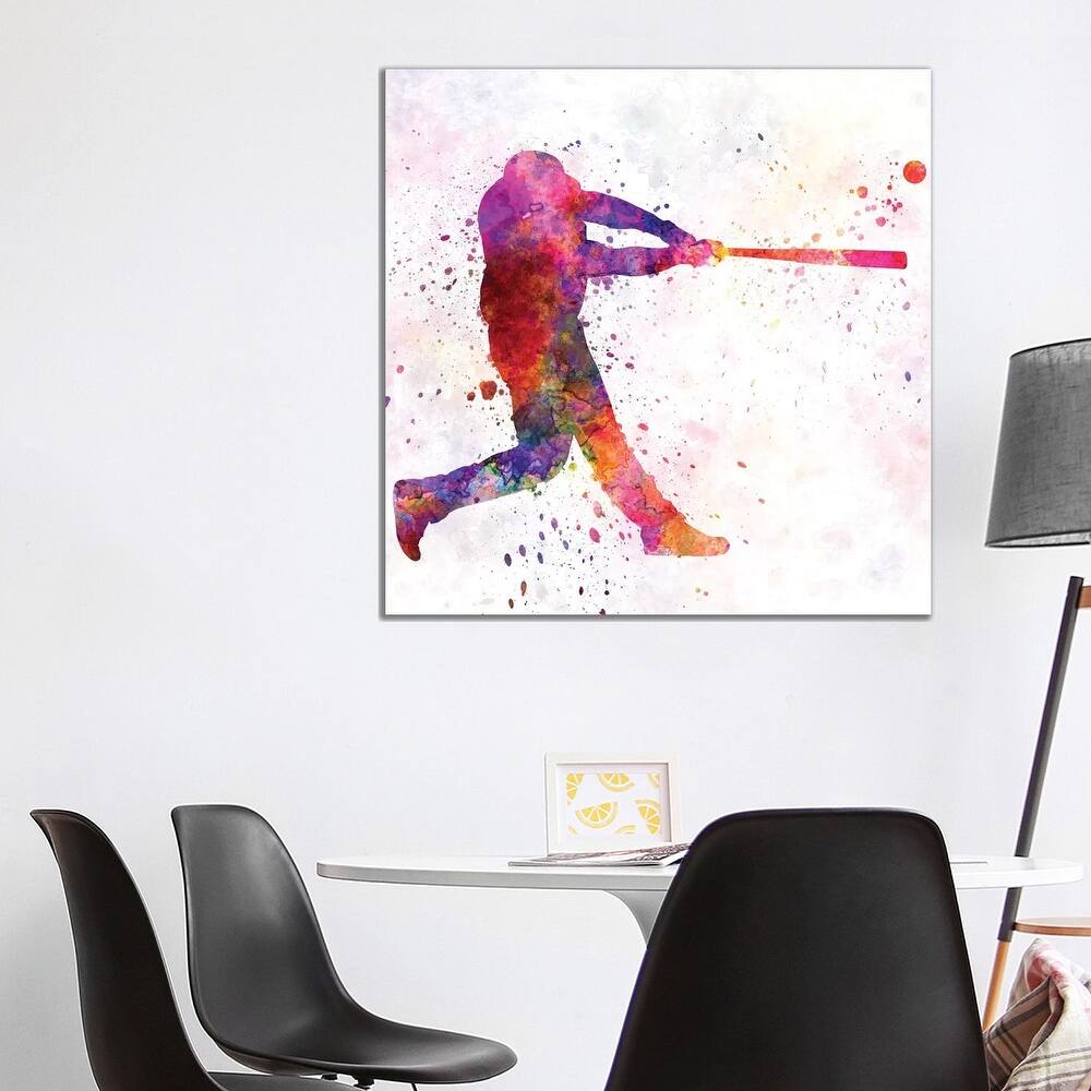 iCanvas "Baseball Player Hitting A Ball I" by Paul Rommer Canvas Print