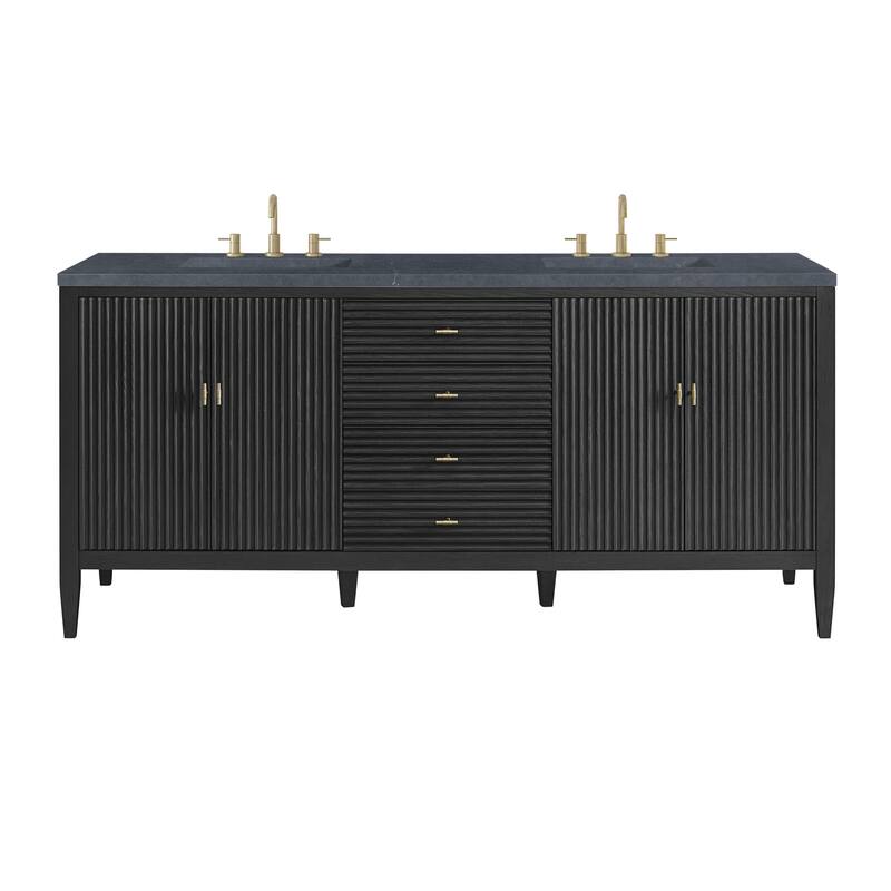 James Martin Vanities 485-V72-3CSP Myrrin 72" Double Basin Wood Vanity - Carbon Oak - Oak Finish