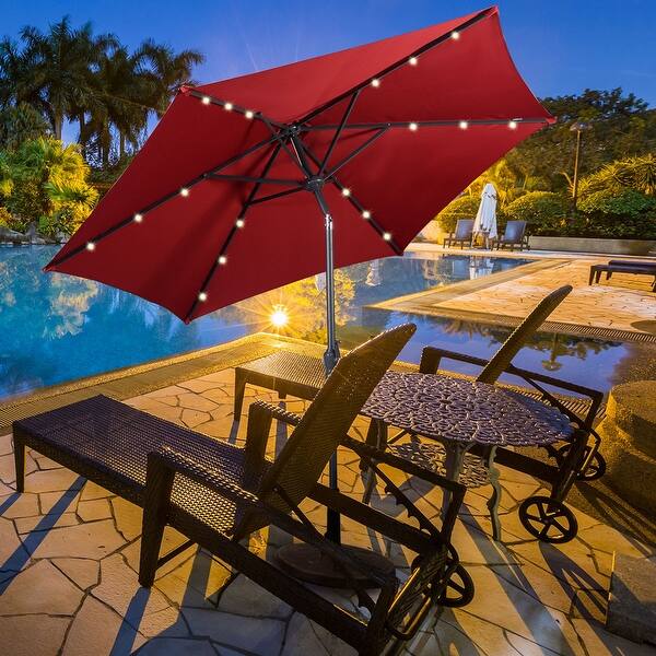 Shop Black Friday Deals On 9 Outdoor Patio Umbrella Offset Shade Canopy With Led Light Overstock 31276917