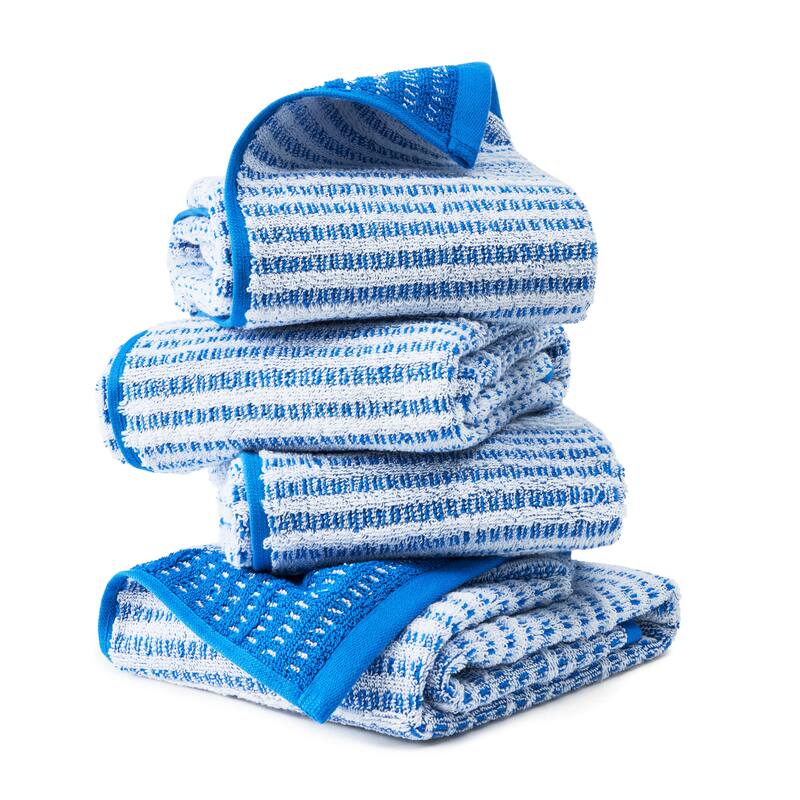 TOWN & COUNTRY PLAY 4-Piece Striped Reversible Terry Brights Hand Towel Set - 20"x30"