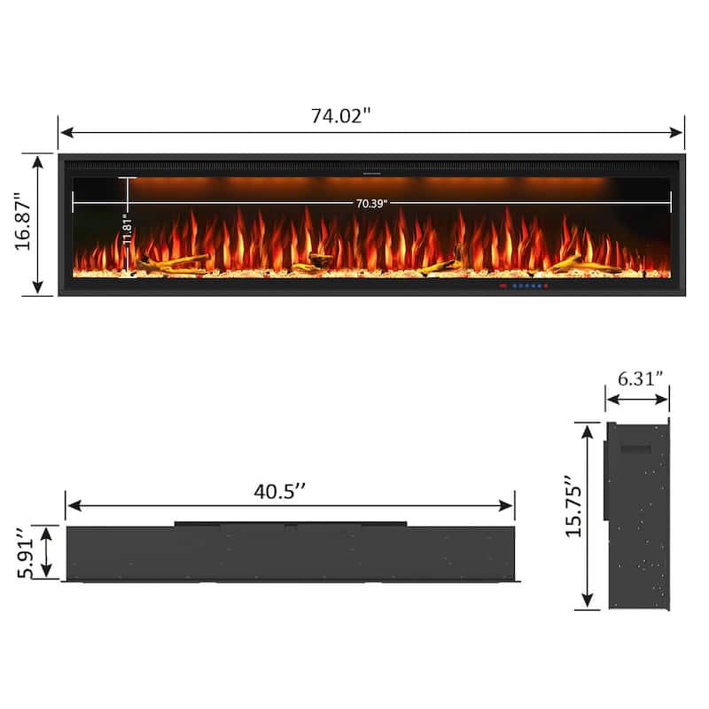 42'' WiFi-Enabled Electric Fireplace Insert - Alexa & App Control, 13 x 13 x 3 Color Combinations