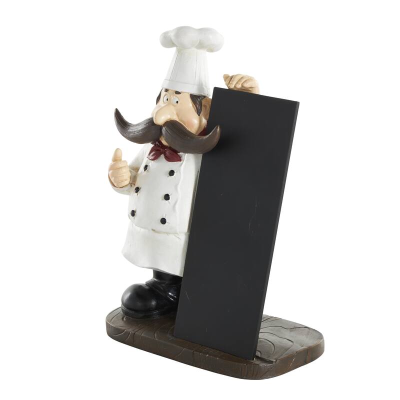 Polystone Chef Decorative Sculpture with Chalkboard - Black - Roche River Decor