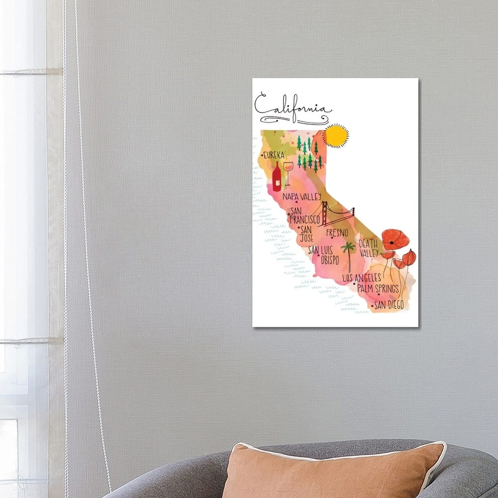 iCanvas "California Map" by Sara Franklin Canvas Print