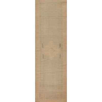 Hand Woven Oriental 100% Wool Carpet Southwestern Tribal Beige & Ivories Kilim Runner Rug - 10' 0'' X 2' 6''