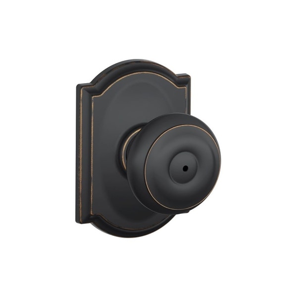 Schlage F40-GEO-CAM Georgian Privacy Door Knob Set with Decorative Camelot Trim