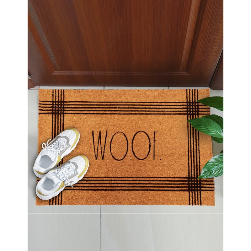 Rae Dunn Eviromentally Friendly Pet Themed Coir Welcome Mat - 24" x 36" - WOOF