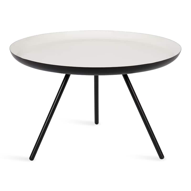 Kate and Laurel Laranya Round Metal Coffee Table - 25" Diameter - White/Black