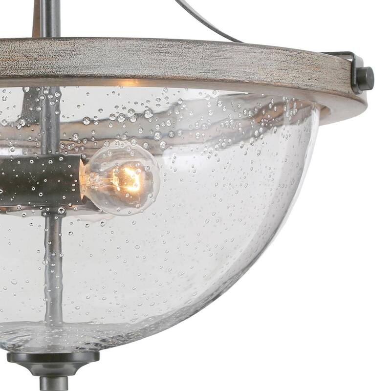 Modern Farmhouse 3-Light Glass Semi Flush Mount Ceiling Light - W 13" x H 12.5"