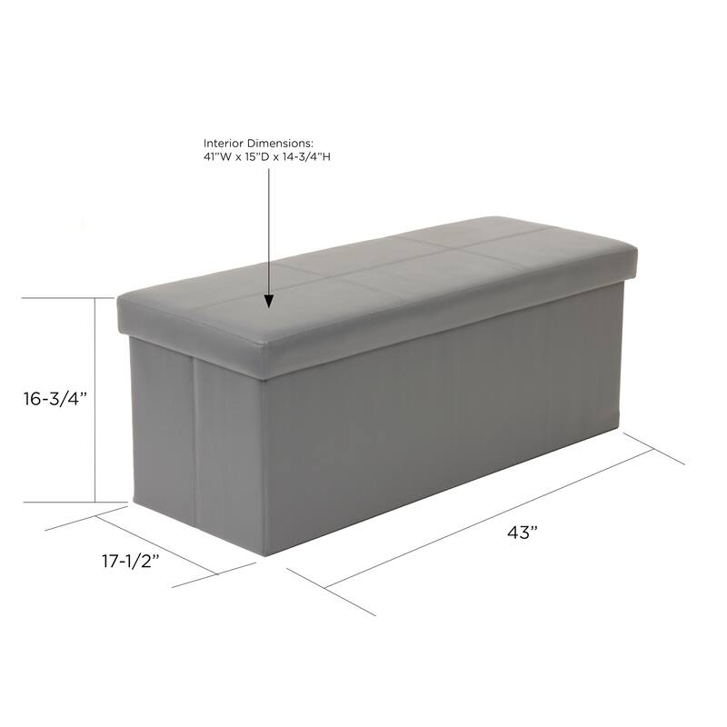 American Furniture Classics Model Foldable Tufted Storage Bench - Gunmetal Gray