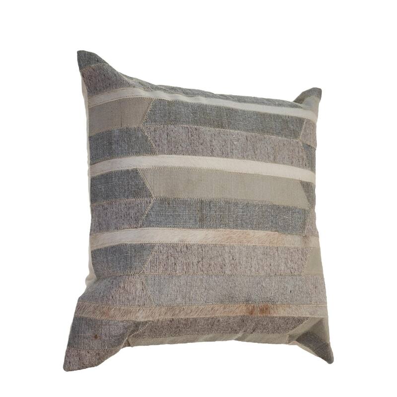 Handmade Striped Square Throw Pillow - 20" - Gray and Tan Brown
