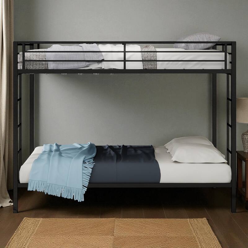 Full/Queen Metal Bunk Bed with Heavy-Duty Square Tube Frame, Dual Sleeping Areas, Space-Saving Design for Shared Rooms