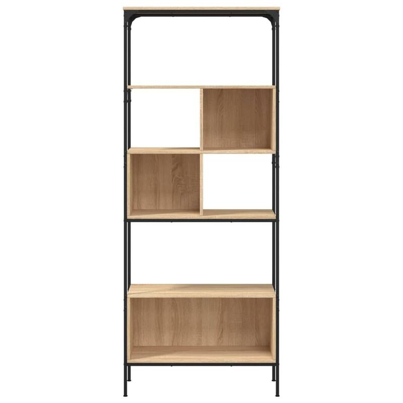vidaXL Bookcase Sonoma oak Engineered wood, Metal Large Adjustable Feet - 33 x 76 x 74.2 in