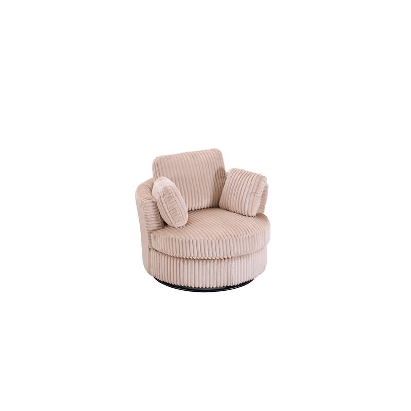 Corduroy Swivel Chair with 4 Pillows