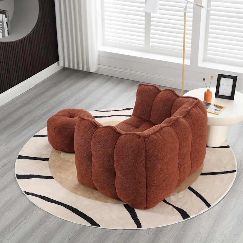 Soft Bean Bag Chair Comfortable Lazy Sofa with Footstool