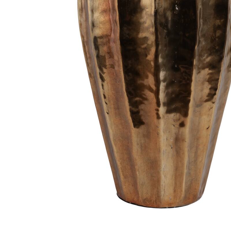 Metal Flower Vase with Hammered Textured Finish Home Decor - 35" Gold