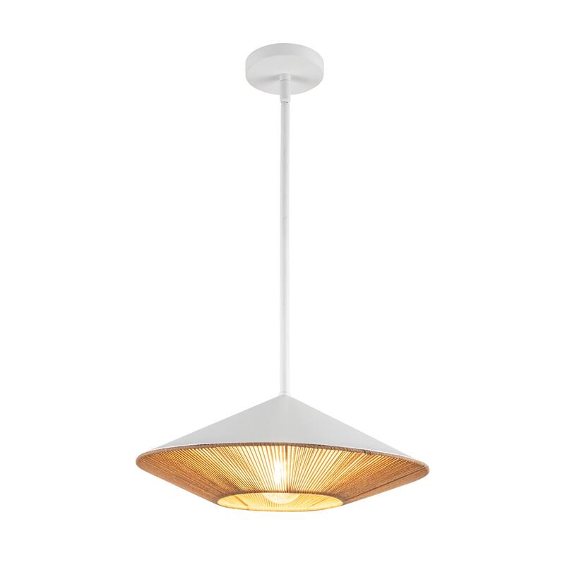 Alora Lighting PD633215 Daphne 15" Wide Pendant - White / Brown Cotton Rope