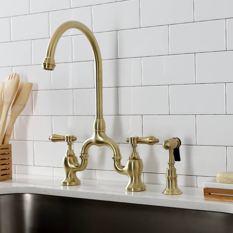 Kingston Brass Heirloom Bridge Kitchen Faucets with Brass Sprayer
