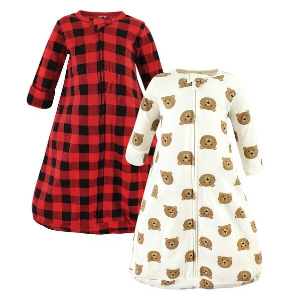 slide 1 of 1, Hudson Baby Cotton Long-Sleeve Wearable Sleeping Bag, Sack, Blanket, Brown Bear Long Sleeve 18-24 Months - Brown Bear Long Sleeve