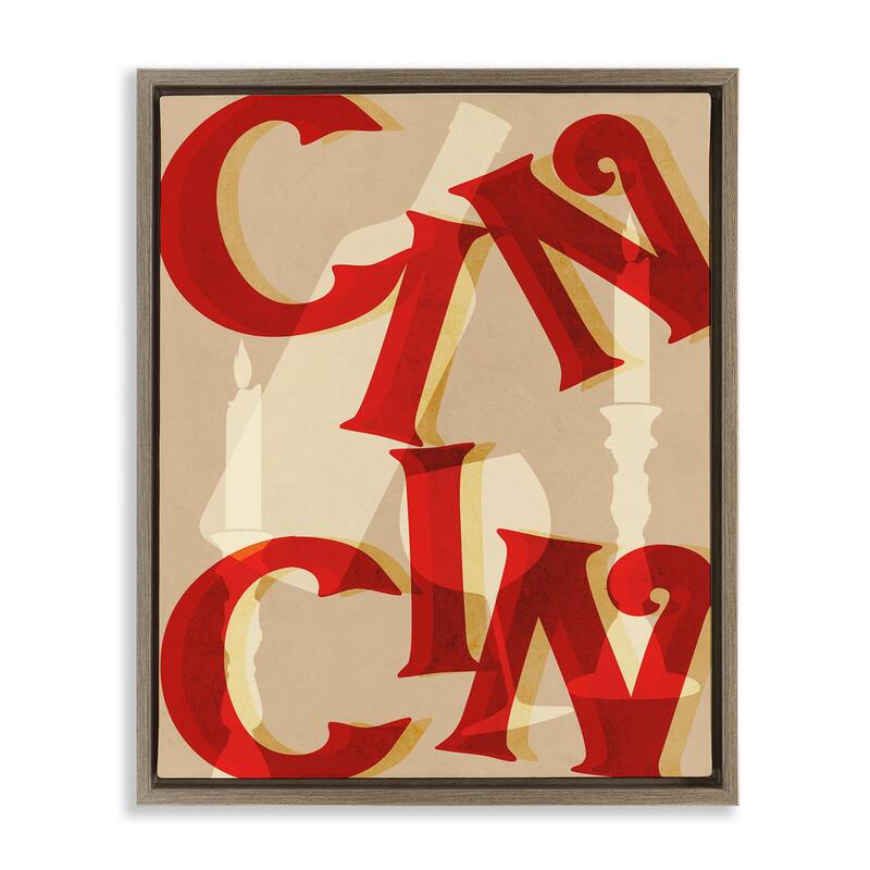 Stupell Cin Cin Wine & Candles Framed Floater Canvas Wall Art Design By Lil' Rue - 25 x 31 - Brown